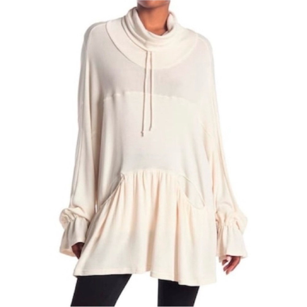 Free People Movement Early Riser Hoodie Sz M Ivory Sweatshirt Anthropologie